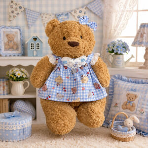 Bartholomew bear clothes outfits - Blue Teddy Picnic Dress Set[WW-07-6IN]